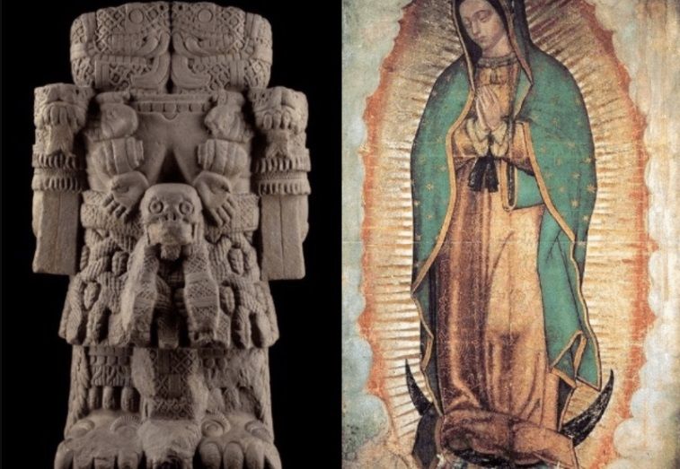 Coaticlue y la Virgen de Guadalupe.