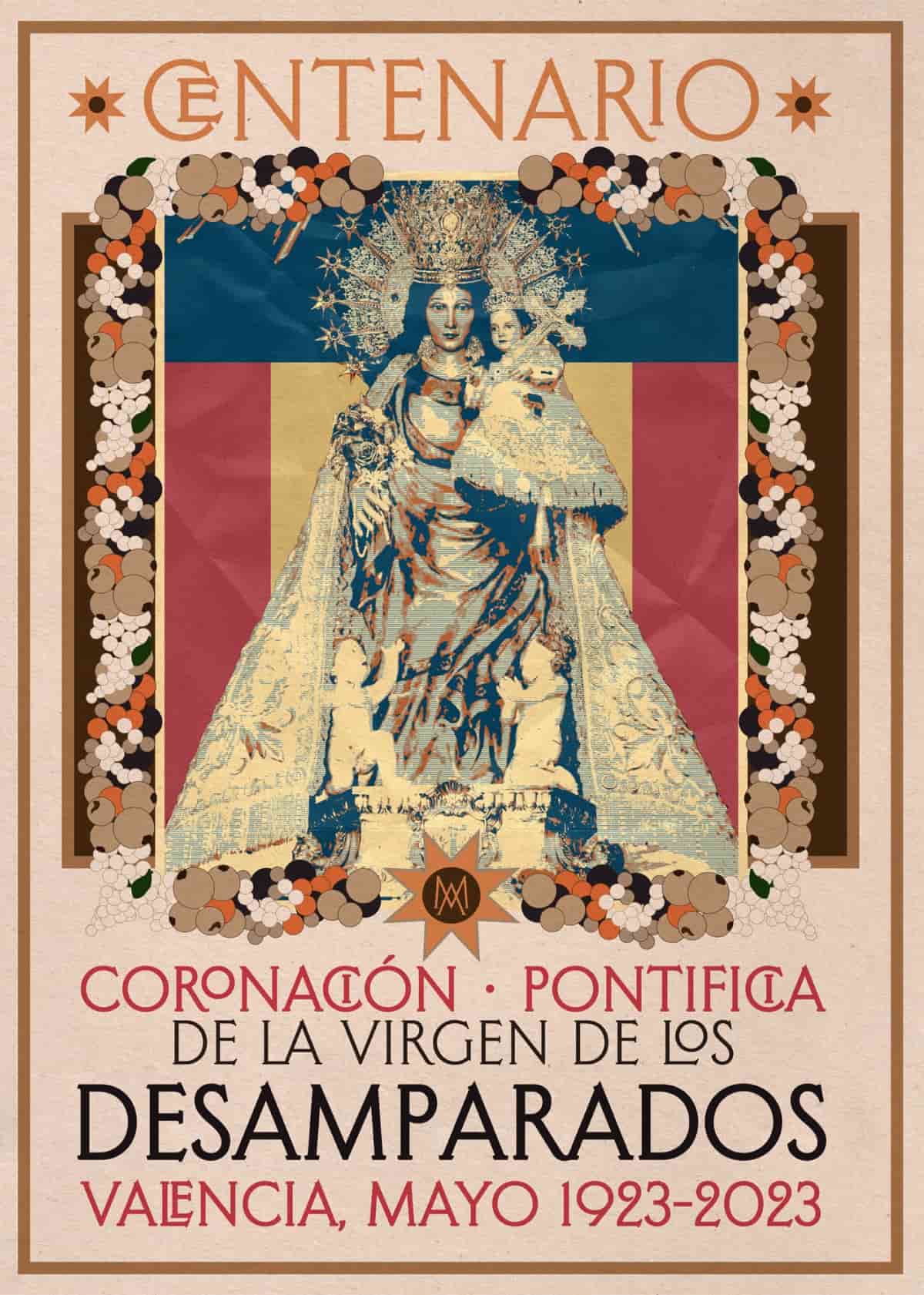 Cartel centenario de la coronación de la Virgen de los Desamparados.