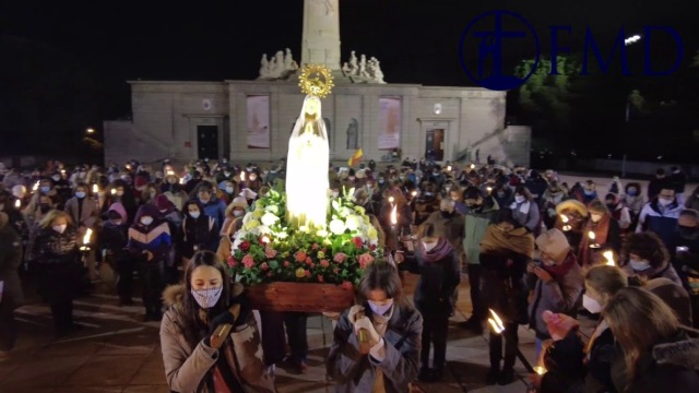 Rosario de antorchas celebrado en 2021 en el Cerro de los Ángeles: su rezo será una de las atracciones principales de la celebración del Inmaculado Corazón de María de este 2023.