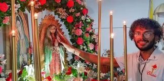 Cristian Bosh con la Virgen.