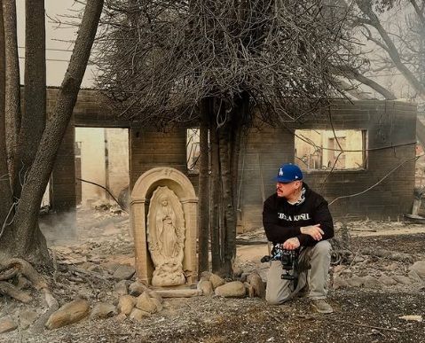 Imagen de Virgen de Guadalupe sobrevive en el incendio de Altadena, en California