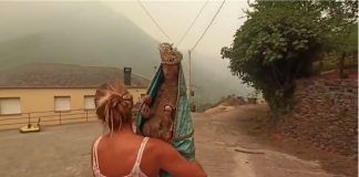Susana, la mujer de Lusio (León) que salvó la imagen de la virgen centenaria de las llamas.